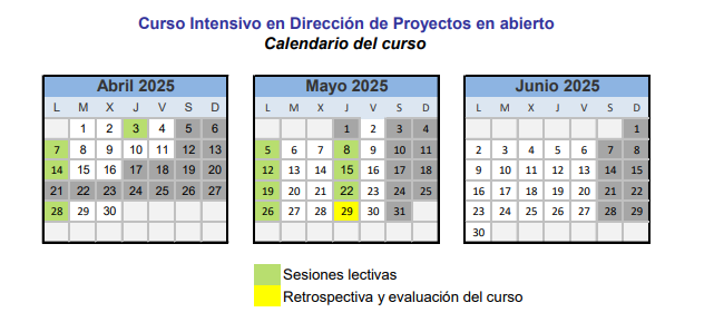 calendari PMBOK